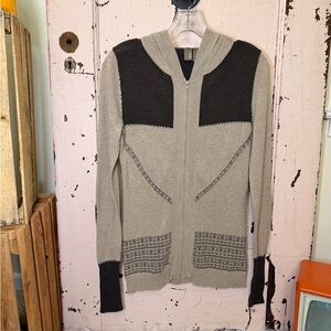 BKE Women's Zippered Cardigan Hoodie Tan and Brown